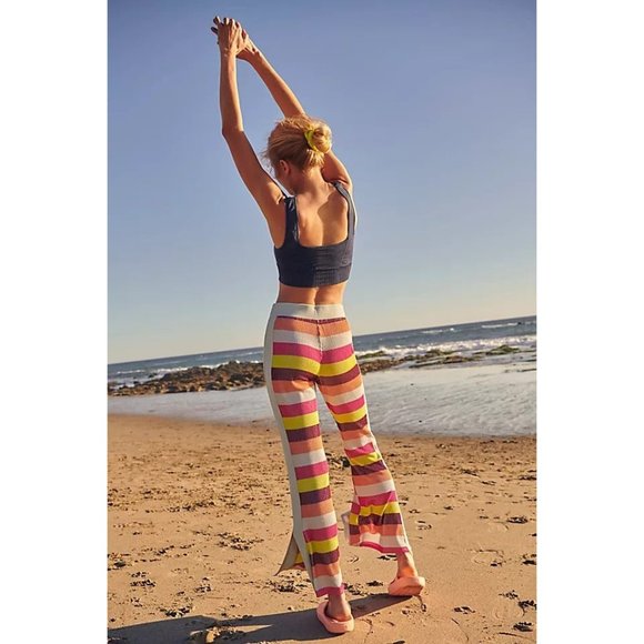 Free People Pants - Free People Movement Melody Kick Flares Sherbet Stripes, Wide Leg, Yoga NWOT S